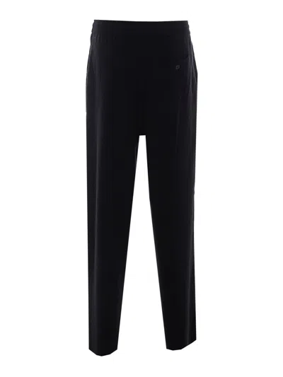 Lanvin Elasticated Drawstring Wool Trousers In Black