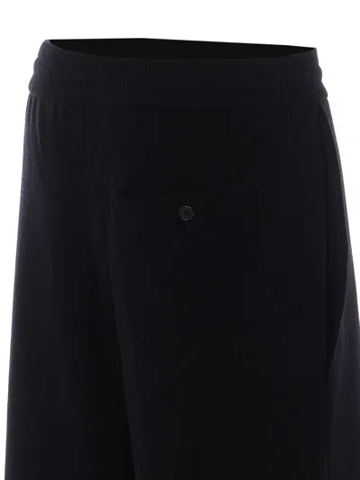 Lanvin Elasticated Drawstring Wool Trousers In Black