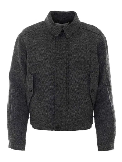 Sunflower Harington Herringbone Wool Jacket In Gray