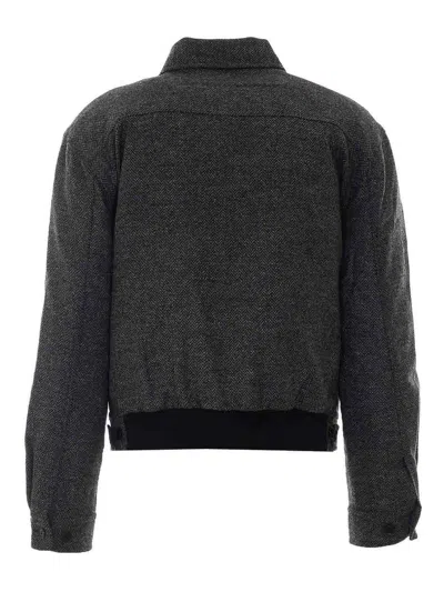 Sunflower Harington Herringbone Wool Jacket In Gray