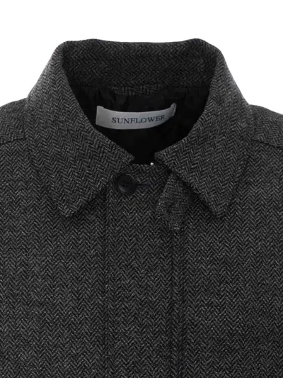 Sunflower Harington Herringbone Wool Jacket In Gray