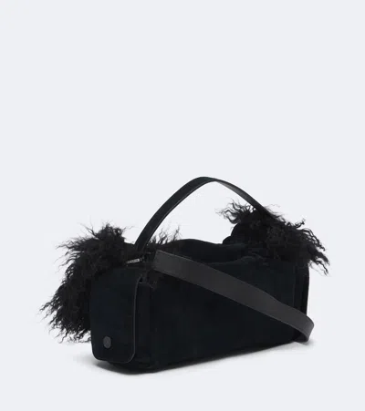 Acne Studios Multipocket Suede Shoulder Bag In Black