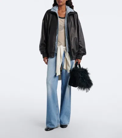 Acne Studios Multipocket Suede Shoulder Bag In Black