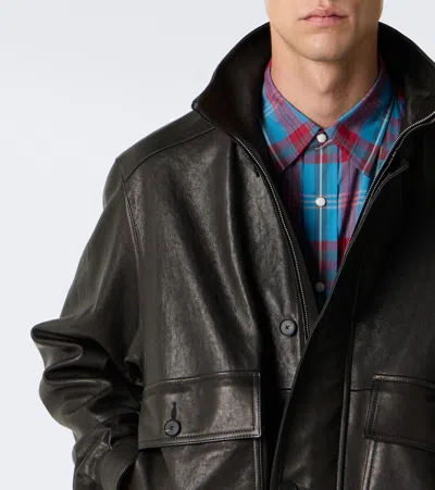 Auralee Leather Jacket In Brown