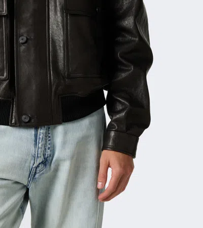 Auralee Leather Jacket In Brown