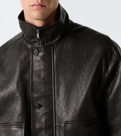 Auralee Leather Jacket In Brown