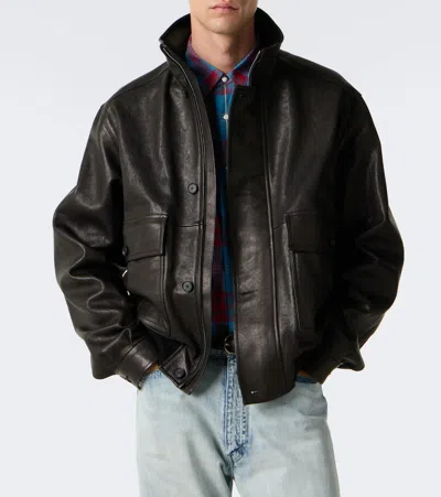 Auralee Leather Jacket In Brown