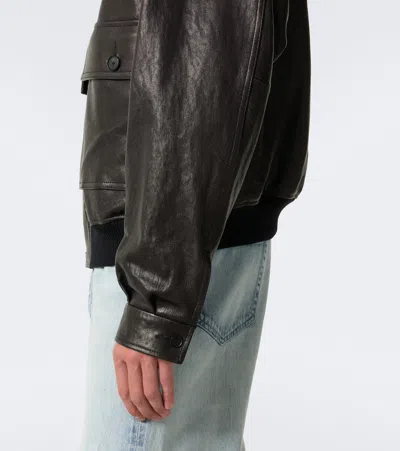 Auralee Leather Jacket In Brown