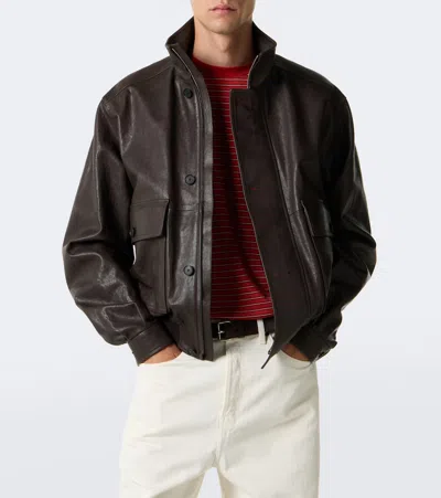 Auralee Leather Jacket In Brown