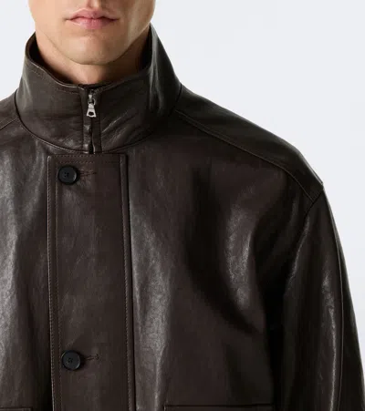 Auralee Leather Jacket In Brown
