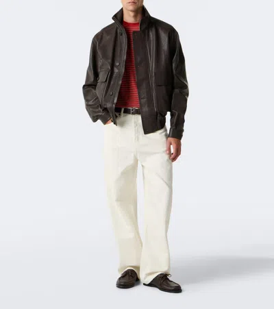Auralee Leather Jacket In Brown