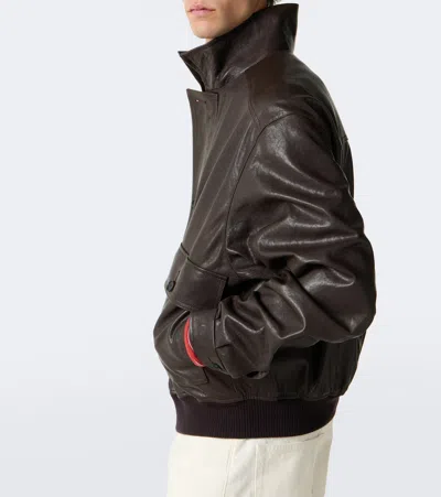 Auralee Leather Jacket In Brown