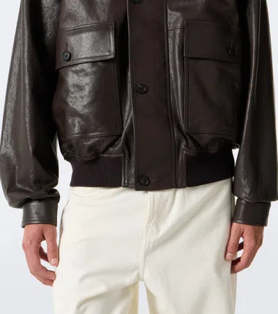 Auralee Leather Jacket In Brown