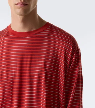Auralee Striped Wool T-shirt In Red