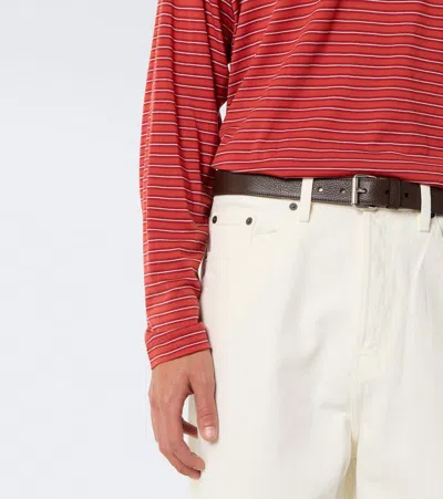 Auralee Striped Wool T-shirt In Red