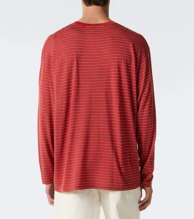 Auralee Striped Wool T-shirt In Red
