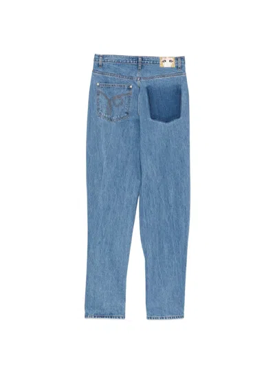 Pushbutton Washed Regular Jeans In Blue
