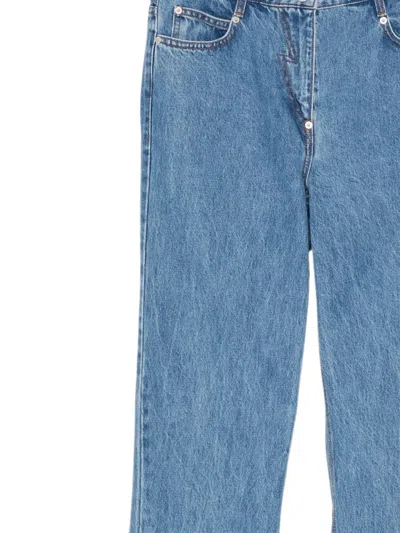 Pushbutton Washed Regular Jeans In Blue