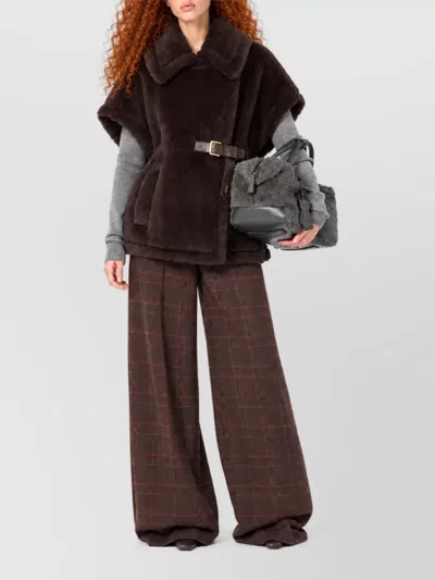 Max Mara Silk Cape In Brown