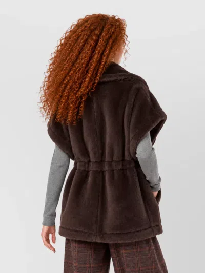 Max Mara Silk Cape In Brown
