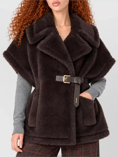 Max Mara Silk Cape In Brown