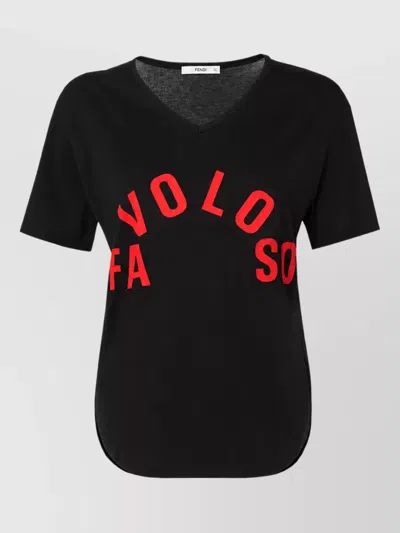 Fendi X Mirella Bentivoglio Archive Favoloso Slogan-print T-shirt In Black