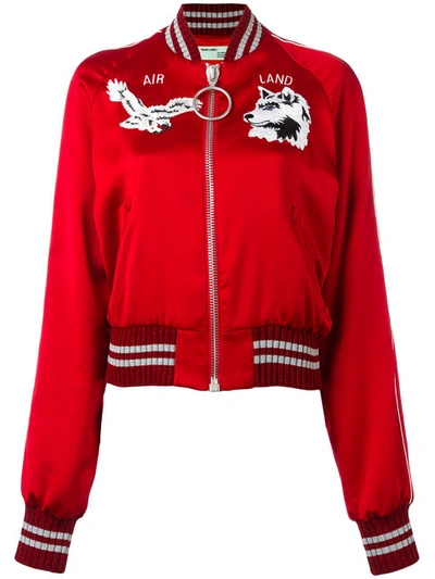 Off-white Greenland Bomber Jacket In Metallics, Red. In Red & Multicolor
