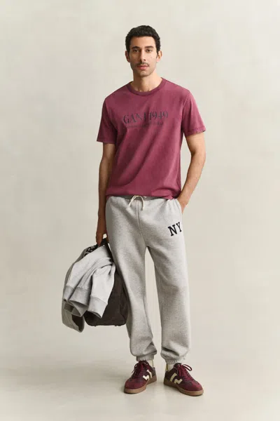 Gant Graphic T-shirt In Deep Grape Wine