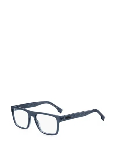 Hugo Boss Rectangle-frame Glasses In Blue