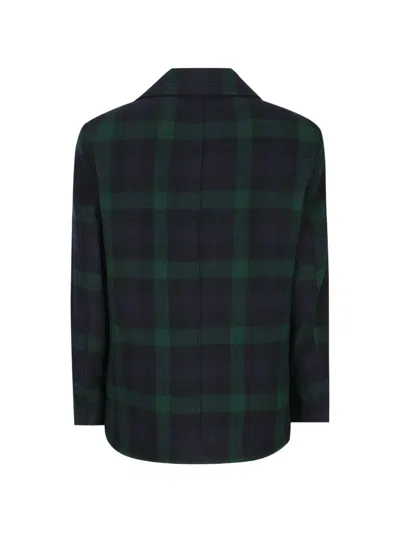 Camplin Check Double-breasted Peacoat In Multi