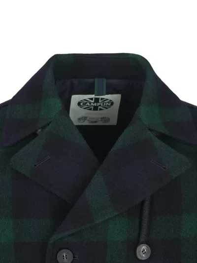 Camplin Check Double-breasted Peacoat In Multi