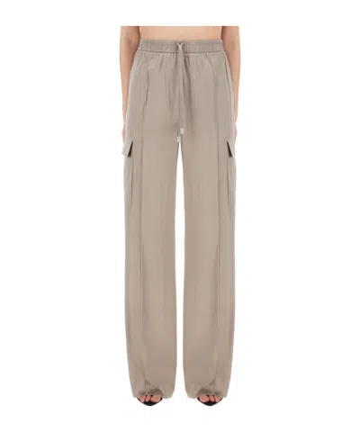 Tom Ford Satin Drawstring Cargo Pants In Silver