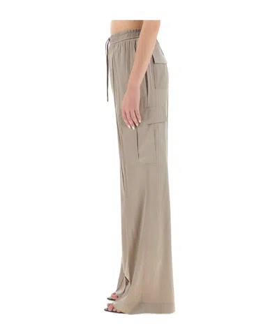 Tom Ford Satin Drawstring Cargo Pants In Silver