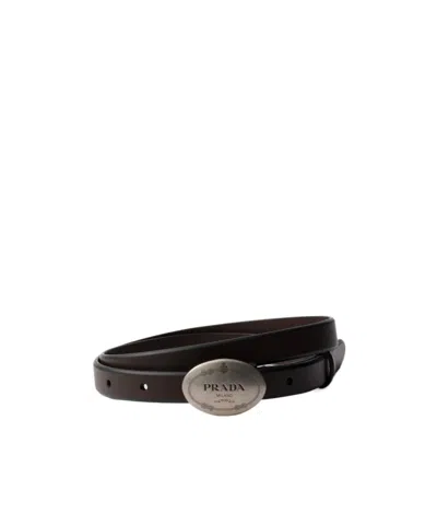 Prada Leather Belt In Brown