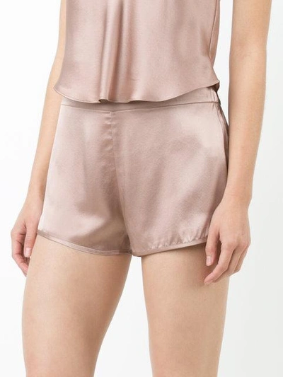 Shop Fleur Du Mal Elasticated Back Silk Shorts In Pink