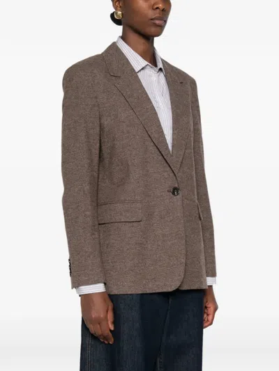 Marc O'polo Check-pattern Single-breasted Blazer In Brown