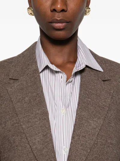 Marc O'polo Check-pattern Single-breasted Blazer In Brown