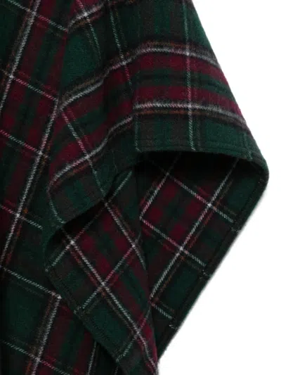 N°21 Check-pattern Poncho In Green