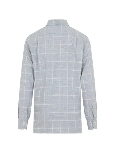 Kiton Check-pattern Flap-pocket Shirt In Blue