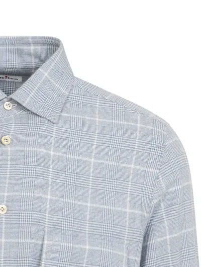 Kiton Check-pattern Flap-pocket Shirt In Blue
