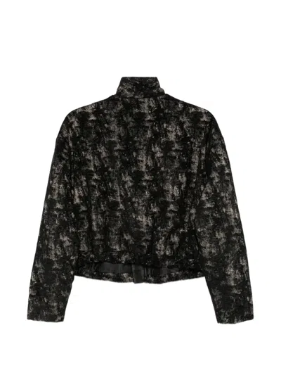 Masnada Abstract-pattern Zip-up Jacket In Black