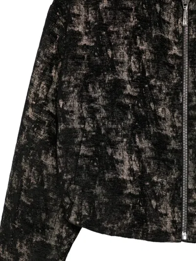 Masnada Abstract-pattern Zip-up Jacket In Black