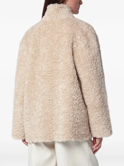 Source Unknown Manuela Beige Teddy-effect Shearling Jacket In Brown