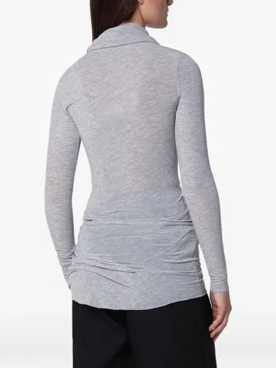 Source Unknown Folgore Asymmetric-draped Blouse In Gray