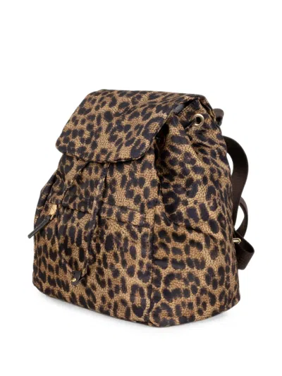 Borbonese Leopard-print Drawstring Backpack In Neutrals
