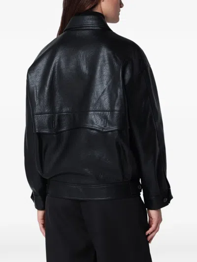 Source Unknown Double-breasted Faux-leather Jacket In Black