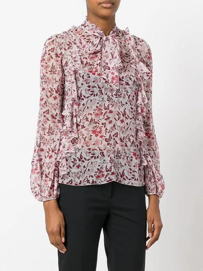 Shop Giambattista Valli Printed Frill Trim Blouse