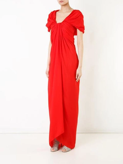 Shop Paule Ka Long Draped Woven Dress In Red