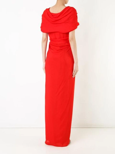 Shop Paule Ka Long Draped Woven Dress In Red