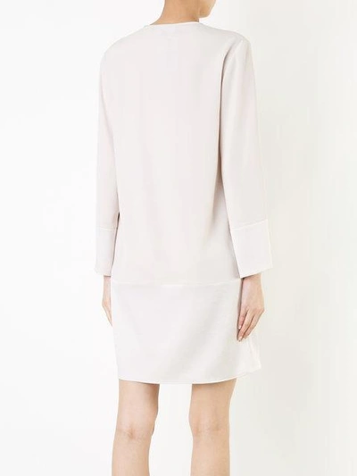 Shop Paule Ka Long Sleeve Woven Mini Dress In Neutrals